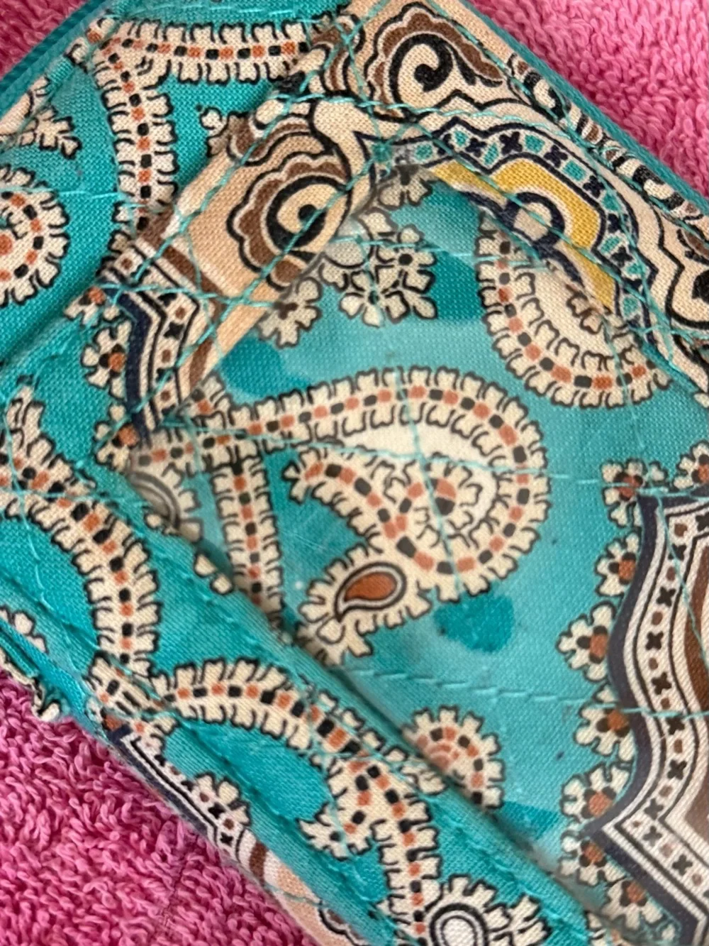 Vera Bradley Turquoise Paisley Quilted Wristlet